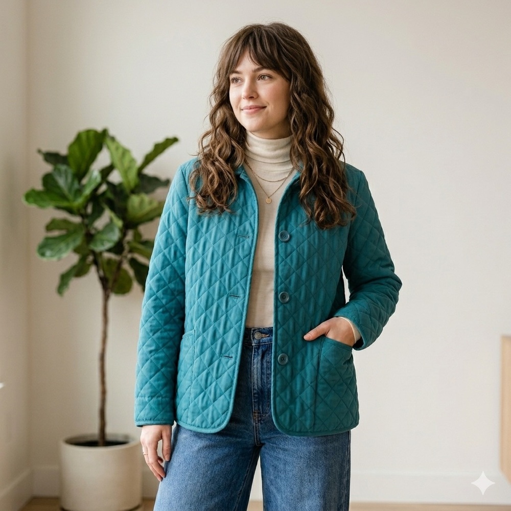 PENDLETON Vintage 90s Quilted Grandmacore Jacket - Teal, Size Small